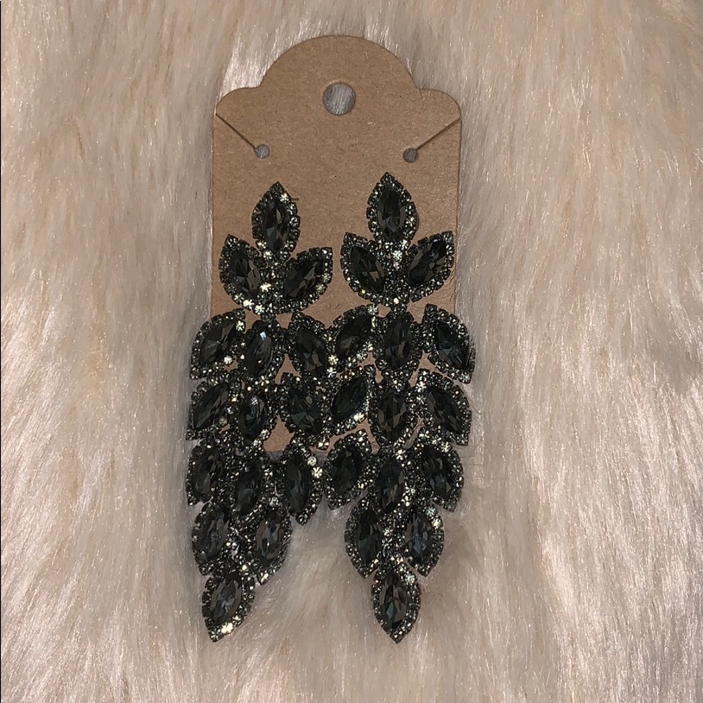 NWT Elegant shiny black earrings